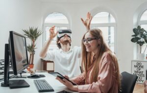 playful office worker